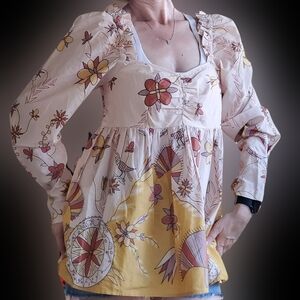 Let Me Be Anthropologie Poplin Babydoll Tunic Dress Sz M